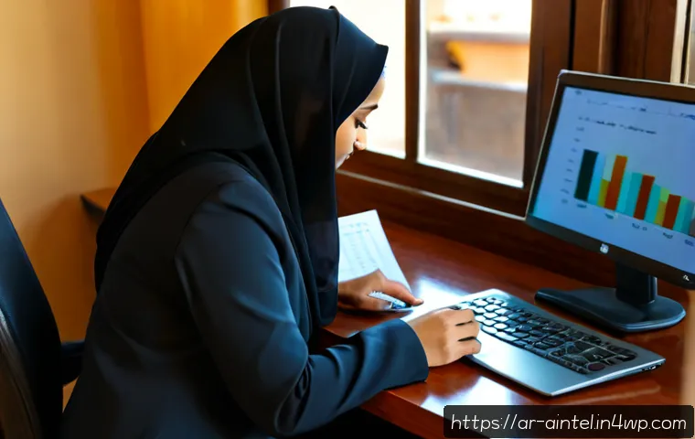 Home 17 AI에 대한 비판적 접근 방법 - Photorealistic editorial scene of an Arab woman in modest modern business attire seated at a clean h...